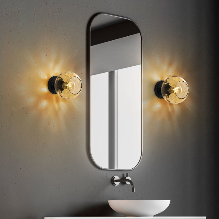 Opviq Lámpara de Pared de Metal y Vidrio Amarillo y Negro